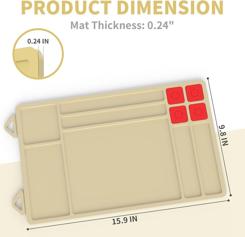 Magsaddle Pistol Gun Cleaning Mat, Thick Gun Cleaning Pad with Magnetic Organizer Parts Tray, Anti-Slip Rubberized Pistol Handgun Revolver Gun Mat, Protective Workbench Mat for Glock Cleaning - Image 5